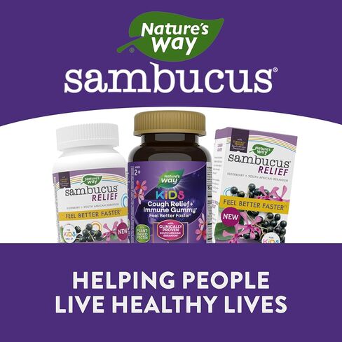 Nature's Way Sambucus Relief Elderberry Gummies for Kids with Vitamin C, Zinc, and South African Geranium, Immune Support*, 60 Gummies in Saudi Arabia
