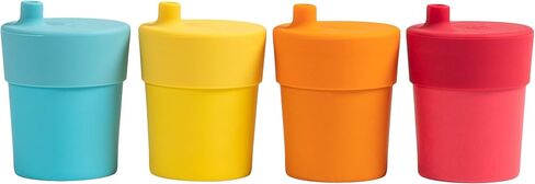 WeeSprout Bamboo Grow-With-Me Sippy Cups, Set of four 10 oz Kids Cups, Double as Baby Sippy Cups & Toddler Cups, Made With All Natural Bamboo & 100% Silicone, Bite Spout Design, Dishwasher Safe in Saudi Arabia