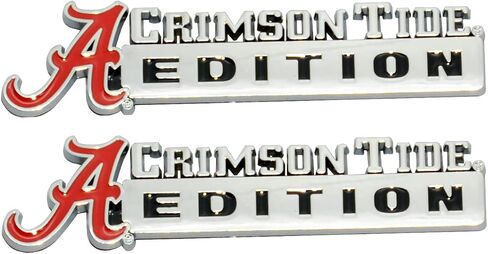 2Pc Collegiate Crimson Tide Edition Emblem 3D Badge Sticker Decal with 3M Adhesive Replacement for Universal Car Window Door Computer (Chrome Black Red) in Saudi Arabia