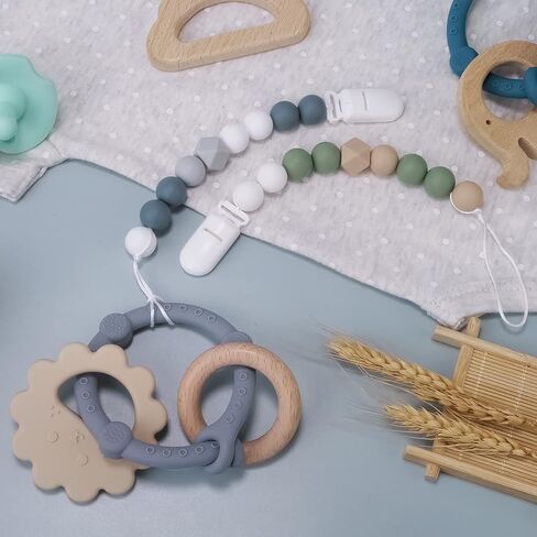 مشبك اللهاية للأطفال الأولاد والبنات، حامل اللهاية، مشابك بينكي محايدة كهدية للأطفال، عبوتان (بيج، رمادي) in Kuwait