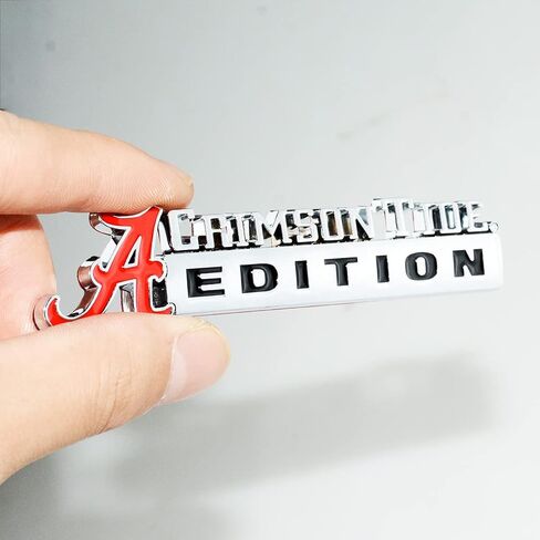 2Pc Collegiate Crimson Tide Edition Emblem 3D Badge Sticker Decal with 3M Adhesive Replacement for Universal Car Window Door Computer (Chrome Black Red) in Saudi Arabia
