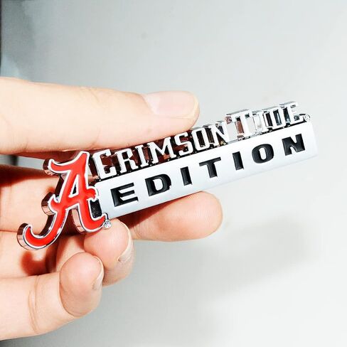 2Pc Collegiate Crimson Tide Edition Emblem 3D Badge Sticker Decal with 3M Adhesive Replacement for Universal Car Window Door Computer (Chrome Black Red) in Saudi Arabia