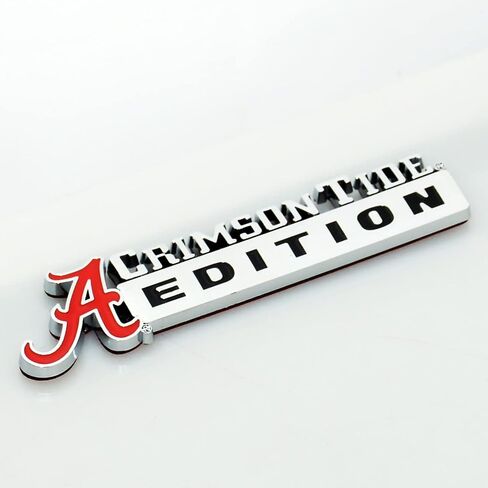 2Pc Collegiate Crimson Tide Edition Emblem 3D Badge Sticker Decal with 3M Adhesive Replacement for Universal Car Window Door Computer (Chrome Black Red) in Saudi Arabia