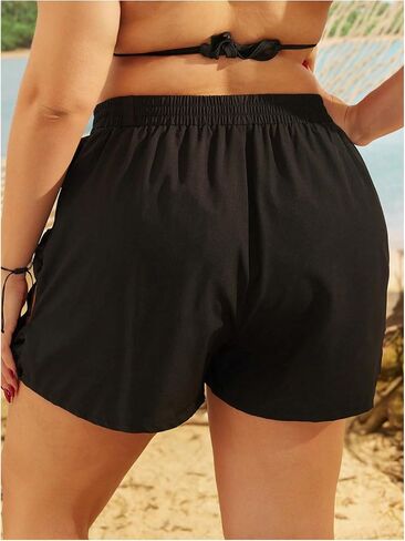 Floerns Women's Plus Size Bow Cut Out Beach Shorts Elastic High Waist Swimsuit Bottom in Saudi Arabia