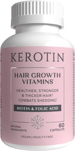 Kerotin Hair Growth Vitamins, Biotin Supplement, DHT Blocker, Collagen Stimulator, for Hair Loss Support, Nail & Skin Care, Includes Saw Palmetto, Vitamin D3 & More - 60 Pills (1 Month Supply) in Saudi Arabia