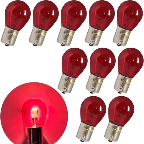 10 PCS Car 1156 Turn Signal Light, Plug-and Play 12V 21W P21W 1141 S25 BA15S Waterproof Shock-resistant Quartz Glass Bulb, Indicator Light Accessories, for Cars Motorcycles (Red) in Saudi Arabia