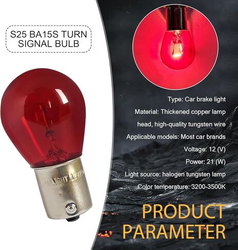 10 PCS Car 1156 Turn Signal Light, Plug-and Play 12V 21W P21W 1141 S25 BA15S Waterproof Shock-resistant Quartz Glass Bulb, Indicator Light Accessories, for Cars Motorcycles (Red) in Saudi Arabia