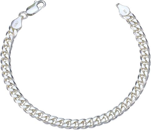 Silver Bracelet for Men 5mm 8mm Diamond-Cut Cuban Link Curb Chain Bracelet for Women 6.5/7/7.5/8/8.5/9 Inch in Kuwait
