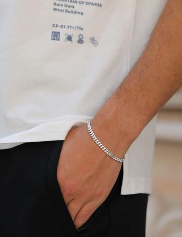 Silver Bracelet for Men 5mm 8mm Diamond-Cut Cuban Link Curb Chain Bracelet for Women 6.5/7/7.5/8/8.5/9 Inch in Kuwait
