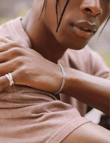 Silver Bracelet for Men 5mm 8mm Diamond-Cut Cuban Link Curb Chain Bracelet for Women 6.5/7/7.5/8/8.5/9 Inch in Kuwait