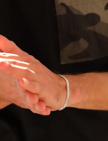 Silver Bracelet for Men 5mm 8mm Diamond-Cut Cuban Link Curb Chain Bracelet for Women 6.5/7/7.5/8/8.5/9 Inch in Kuwait