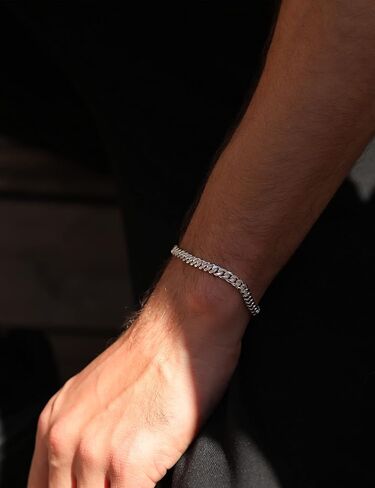 Silver Bracelet for Men 5mm 8mm Diamond-Cut Cuban Link Curb Chain Bracelet for Women 6.5/7/7.5/8/8.5/9 Inch in Kuwait
