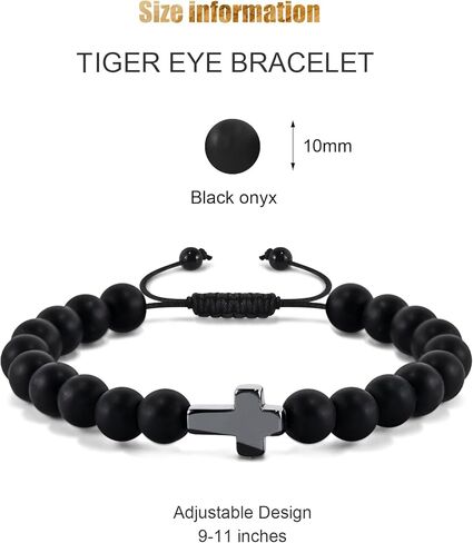 Hamoery Bracelets for Men Natural Tiger Eye Stone Beads Braided Rope Bracelet Gift for Dad Husband with Box Meaningful Cards(F-ToMyMan) in Kuwait