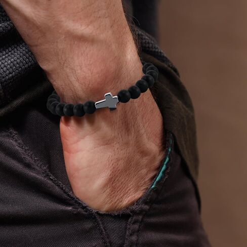 Hamoery Bracelets for Men Natural Tiger Eye Stone Beads Braided Rope Bracelet Gift for Dad Husband with Box Meaningful Cards(F-ToMyMan) in Kuwait