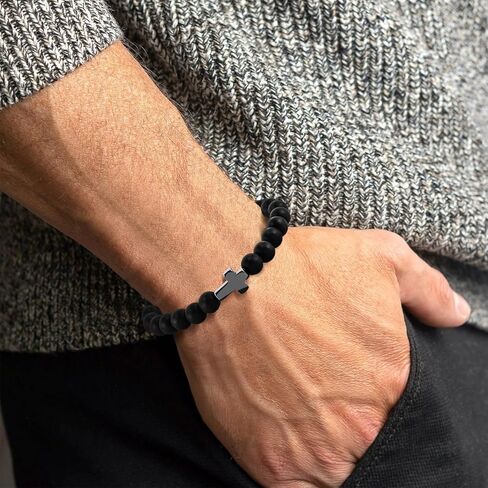 Hamoery Bracelets for Men Natural Tiger Eye Stone Beads Braided Rope Bracelet Gift for Dad Husband with Box Meaningful Cards(F-ToMyMan) in Kuwait