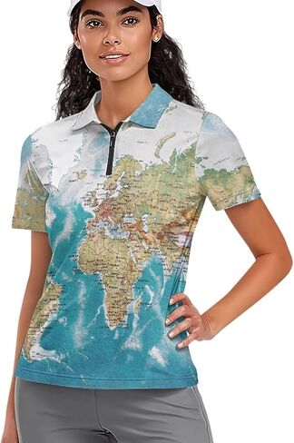 Womens Short Sleeve Polo Shirt 1/4 Zip Up Stretch T Shirt Casual Quick Dry Athletic Sports Shirt Yoga Workout Tops in Kuwait