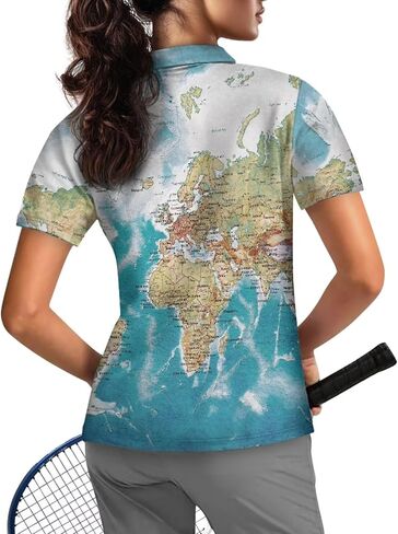 Womens Short Sleeve Polo Shirt 1/4 Zip Up Stretch T Shirt Casual Quick Dry Athletic Sports Shirt Yoga Workout Tops in Kuwait