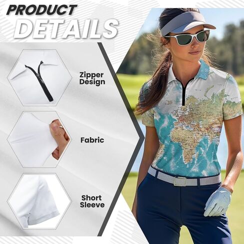 Womens Short Sleeve Polo Shirt 1/4 Zip Up Stretch T Shirt Casual Quick Dry Athletic Sports Shirt Yoga Workout Tops in Kuwait