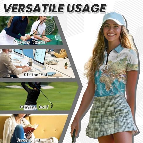 Womens Short Sleeve Polo Shirt 1/4 Zip Up Stretch T Shirt Casual Quick Dry Athletic Sports Shirt Yoga Workout Tops in Kuwait