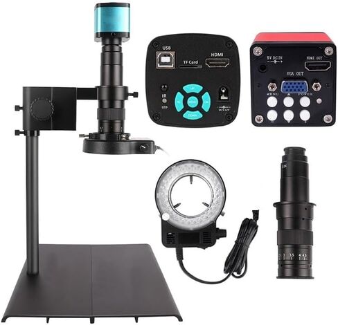 Lab Microscope Slides 48MP 4K USB Digital Microscope Camera 13MP HDMI Industrial Microscope Video Camera 180X 130X Lens Microscope Parts (Color : 13MP Metal) in Kuwait