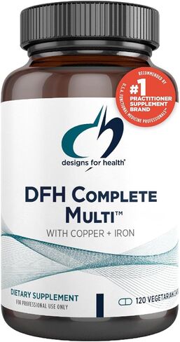 تصميمات للصحة DFH كاملة متعددة مع النحاس + الحديد - فيتامينات متعددة شاملة + مكملات معدنية مع حمض الفوليك، 1000 وحدة دولية فيتامين د، فيتامينات دعم المناعة - فيتامينات متعددة (120 كبسولة) in Saudi Arabia