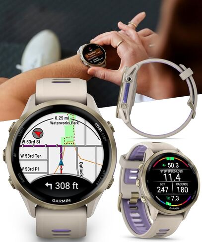 Wearable4U Garmin Forerunner 255 Music GPS Running 46 mm Smartwatch, Advanced Insights, Long-Lasting Battery, Whitestone White Earbuds Bundle in Saudi Arabia