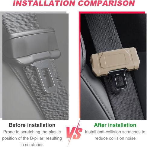 2PCS Car Seat Belt Buckle Covers, Anti-Scratch Silicone Auto Seat Belt Clips Protective Sleeve, Universal Seatbelt Buckle Cover Protector for Van Truck SUV, Car Accessories (Black) in Saudi Arabia