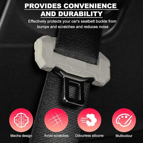 2PCS Car Seat Belt Buckle Covers, Anti-Scratch Silicone Auto Seat Belt Clips Protective Sleeve, Universal Seatbelt Buckle Cover Protector for Van Truck SUV, Car Accessories (Black) in Saudi Arabia