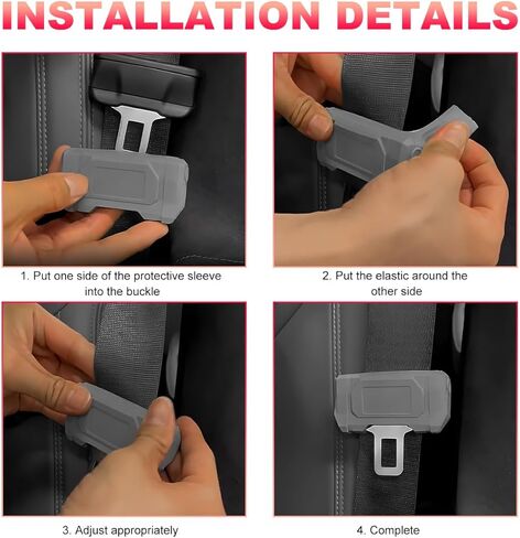 2PCS Car Seat Belt Buckle Covers, Anti-Scratch Silicone Auto Seat Belt Clips Protective Sleeve, Universal Seatbelt Buckle Cover Protector for Van Truck SUV, Car Accessories (Black) in Saudi Arabia