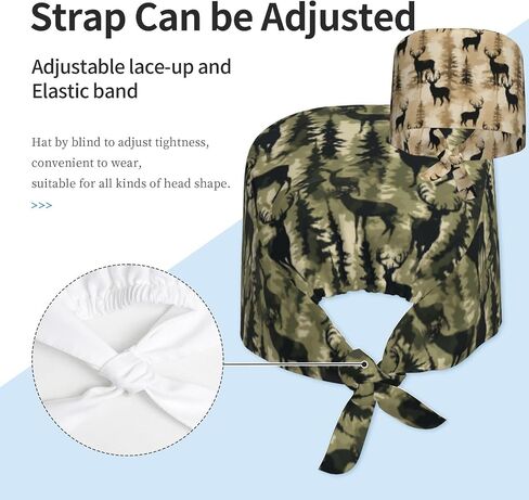 2 Pieces Working Cap Scrub Cap with Sweatband, Adjustable Elastic Scrub Caps Tie Back Hats for Women Men in Saudi Arabia