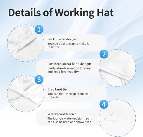 2 Pieces Working Cap Scrub Cap with Sweatband, Adjustable Elastic Scrub Caps Tie Back Hats for Women Men in Saudi Arabia