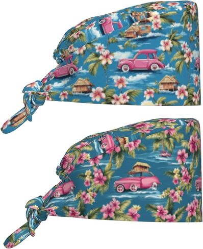 2 Pieces Working Cap Scrub Cap with Sweatband, Adjustable Elastic Scrub Caps Tie Back Hats for Women Men in Saudi Arabia