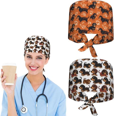 2 Pieces Working Cap Scrub Cap with Sweatband, Adjustable Elastic Scrub Caps Tie Back Hats for Women Men in Saudi Arabia