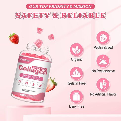 2 Pack Collagen Gummies for Women Men, Hydrolyzed Collagen Peptide Type I,II,III,V,X with Biotin, Vitamin C A B D E for Skin Hair Nails J0ints, Immunity Energy Digestion, Sugar Free, 120 Count in Kuwait