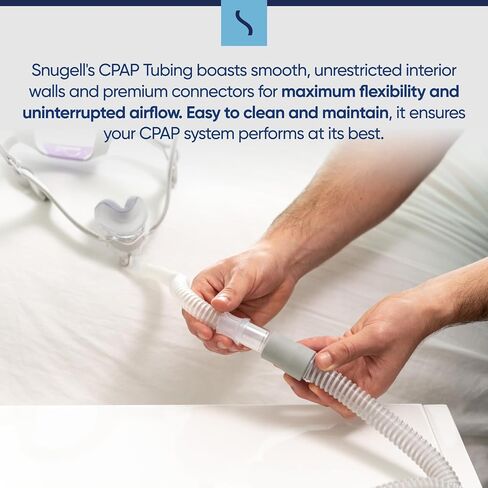 خرطوم CPAP من Snugell™ | أنبوب CPAP العالمي الممتاز 8 أقدام | متوافق مع ريسمد، جهاز التنفس، فيشر وبايكل | ومعظم CPAP، وBiPAP، وBiLevel التجارية (2) in Saudi Arabia