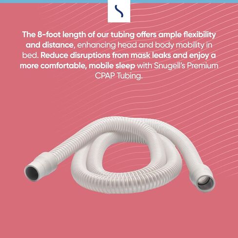 خرطوم CPAP من Snugell™ | أنبوب CPAP العالمي الممتاز 8 أقدام | متوافق مع ريسمد، جهاز التنفس، فيشر وبايكل | ومعظم CPAP، وBiPAP، وBiLevel التجارية (2) in Saudi Arabia
