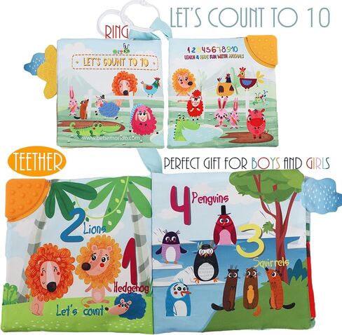 Baby Toys 0-6 Months Soft Cloth Crinkle Books for Babies Infants Toddlers Baby Books 6 to 12 Months,Baby Items Gifts Shower,High Contrast Soft Toys Teether Teething Toy Black White Fish Octopus Shark in Kuwait