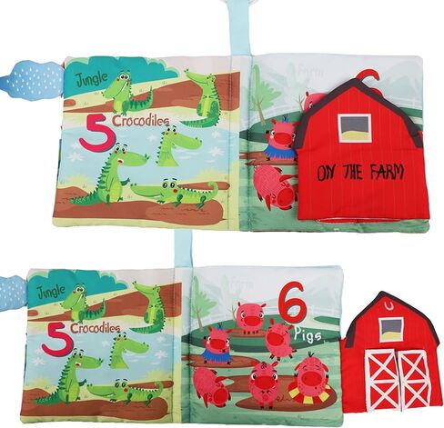 Baby Toys 0-6 Months Soft Cloth Crinkle Books for Babies Infants Toddlers Baby Books 6 to 12 Months,Baby Items Gifts Shower,High Contrast Soft Toys Teether Teething Toy Black White Fish Octopus Shark in Kuwait