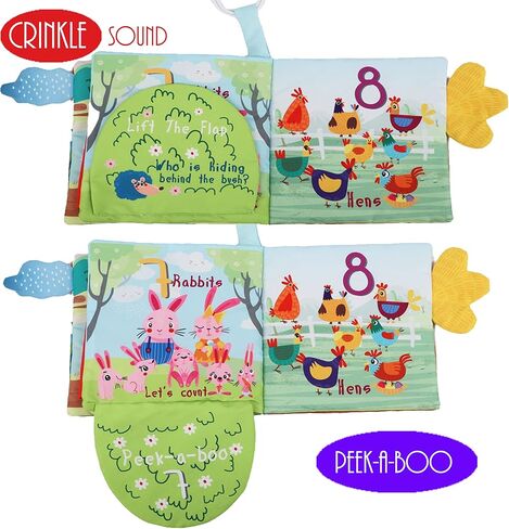 Baby Toys 0-6 Months Soft Cloth Crinkle Books for Babies Infants Toddlers Baby Books 6 to 12 Months,Baby Items Gifts Shower,High Contrast Soft Toys Teether Teething Toy Black White Fish Octopus Shark in Kuwait