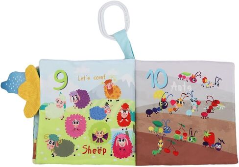 Baby Toys 0-6 Months Soft Cloth Crinkle Books for Babies Infants Toddlers Baby Books 6 to 12 Months,Baby Items Gifts Shower,High Contrast Soft Toys Teether Teething Toy Black White Fish Octopus Shark in Kuwait