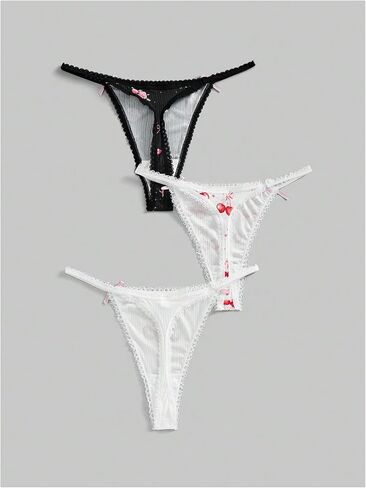 Wdirara Women's 3 Pack Thongs لطيف طباعة اللباس الداخلي in Saudi Arabia