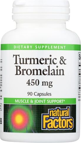 Natural Factors, Turmeric & Bromelain 450 mg, Muscle and Joint Support, 180 Capsules in Saudi Arabia