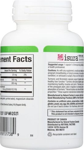Natural Factors, Turmeric & Bromelain 450 mg, Muscle and Joint Support, 180 Capsules in Saudi Arabia