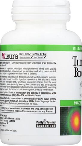 Natural Factors, Turmeric & Bromelain 450 mg, Muscle and Joint Support, 180 Capsules in Saudi Arabia