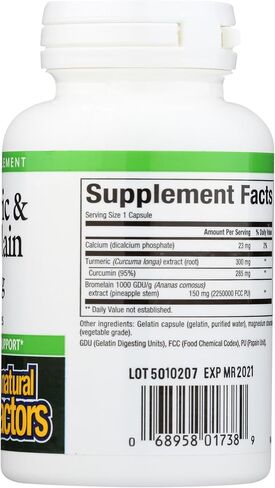 Natural Factors, Turmeric & Bromelain 450 mg, Muscle and Joint Support, 180 Capsules in Saudi Arabia
