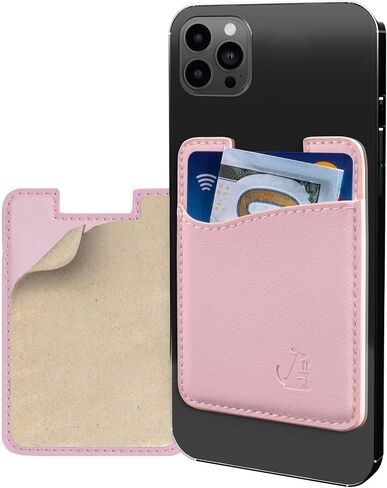 Premium Leather Phone Card Holder - Stick On Wallet for iPhone and Android Smartphones - Minimalist Style with Non-Slip Lining Secures Up to 3 Cards Kangaroo in Saudi Arabia
