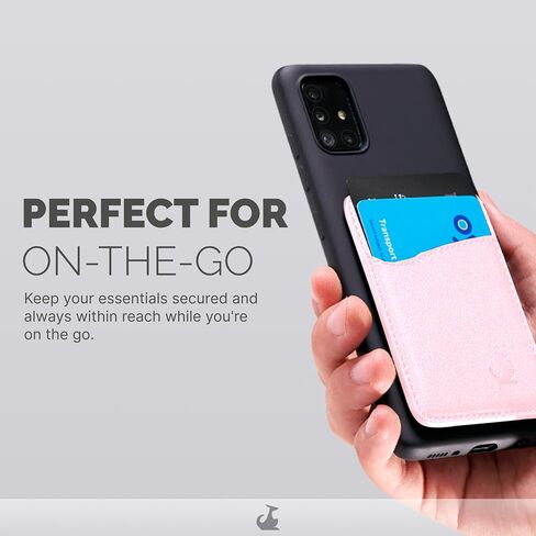 Premium Leather Phone Card Holder - Stick On Wallet for iPhone and Android Smartphones - Minimalist Style with Non-Slip Lining Secures Up to 3 Cards Kangaroo in Saudi Arabia