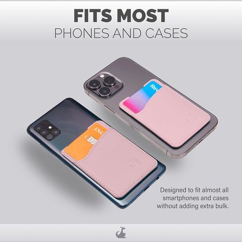 Premium Leather Phone Card Holder - Stick On Wallet for iPhone and Android Smartphones - Minimalist Style with Non-Slip Lining Secures Up to 3 Cards Kangaroo in Saudi Arabia