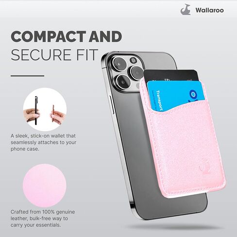 Premium Leather Phone Card Holder - Stick On Wallet for iPhone and Android Smartphones - Minimalist Style with Non-Slip Lining Secures Up to 3 Cards Kangaroo in Saudi Arabia