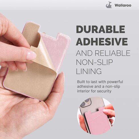 Premium Leather Phone Card Holder - Stick On Wallet for iPhone and Android Smartphones - Minimalist Style with Non-Slip Lining Secures Up to 3 Cards Kangaroo in Saudi Arabia
